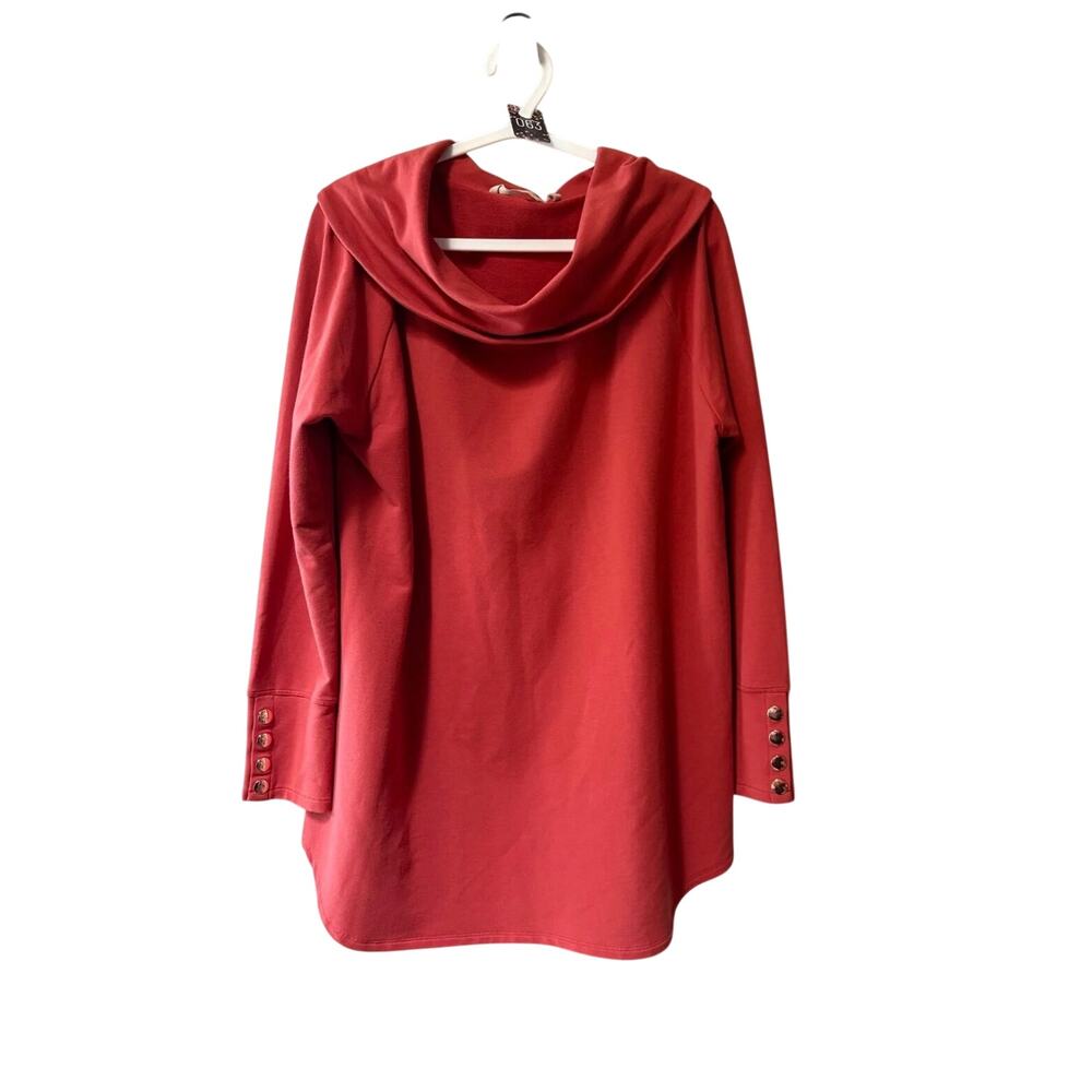 Soft Surroundings Orange Valerie Cowl Neck Modal Blend Pullover Tunicβ Shirt
